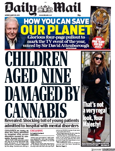 Daily Mail Newspaper Front Page (UK) for 28 March 2019