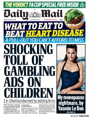 Daily Mail (UK) Newspaper Front Page for 29 January 2018