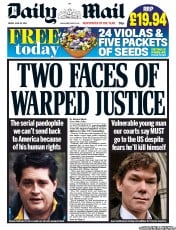 Daily Mail Newspaper Front Page (UK) for 29 June 2012