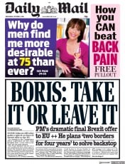 Daily Mail (UK) Newspaper Front Page for 2 October 2019