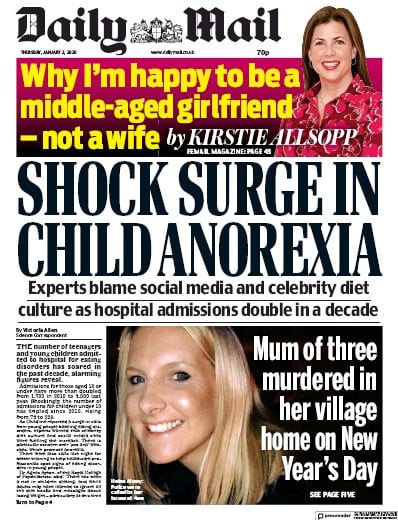 Daily Mail Newspaper Front Page (UK) for 2 January 2020