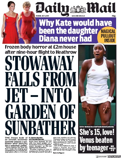 Daily Mail Newspaper Front Page (UK) for 2 July 2019