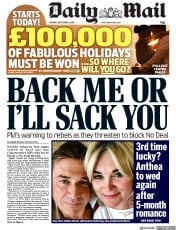 Daily Mail (UK) Newspaper Front Page for 2 September 2019