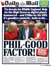 Daily Mail (UK) Newspaper Front Page for 30 October 2018
