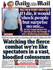 Daily Mail (UK) Newspaper Front Page for 30 October 2023