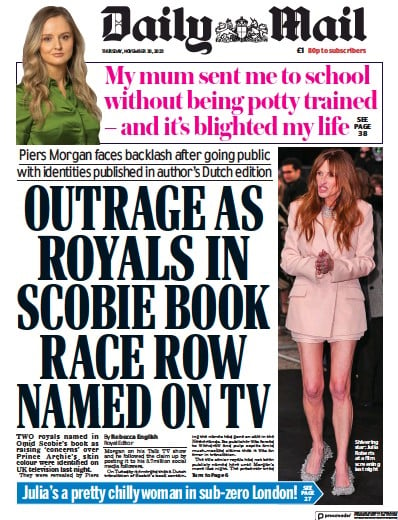Daily Mail Newspaper Front Page (UK) for 30 November 2023