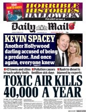 Daily Mail (UK) Newspaper Front Page for 31 October 2017