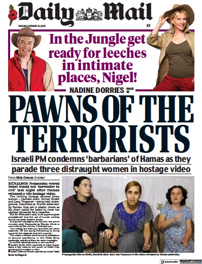 Daily Mail Newspaper Front Page (UK) for 31 October 2023