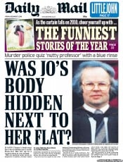 Daily Mail (UK) Newspaper Front Page for 31 December 2010