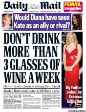 Daily Mail Newspaper Front Page (UK) for 31 May 2012