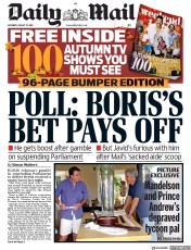 Daily Mail (UK) Newspaper Front Page for 31 August 2019