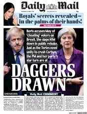 Daily Mail (UK) Newspaper Front Page for 3 October 2018