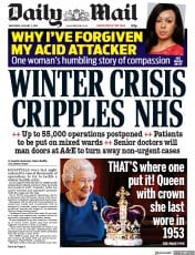 Daily Mail (UK) Newspaper Front Page for 3 January 2018