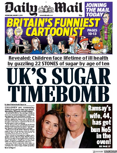 Daily Mail Newspaper Front Page (UK) for 3 January 2019