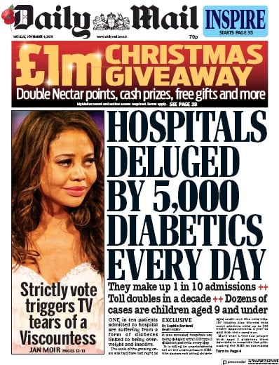 Daily Mail Newspaper Front Page (UK) for 4 November 2019