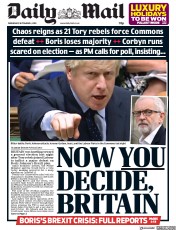 Daily Mail (UK) Newspaper Front Page for 4 September 2019