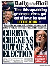 Daily Mail (UK) Newspaper Front Page for 5 September 2019