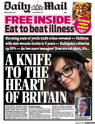 Daily Mail Newspaper Front Page (UK) for 6 March 2019