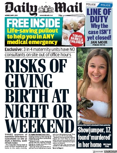 Daily Mail Newspaper Front Page (UK) for 6 May 2019