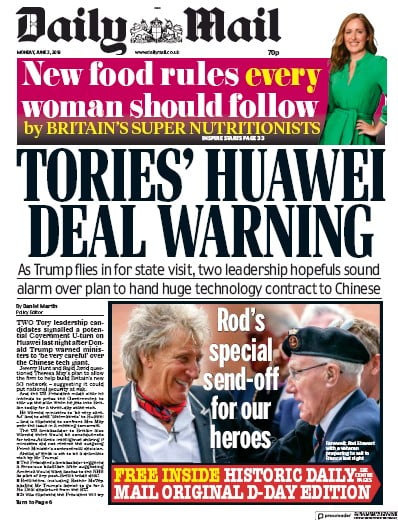 Daily Mail Newspaper Front Page (UK) for 6 June 2019