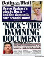 Daily Mail (UK) Newspaper Front Page for 6 August 2019
