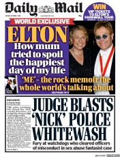 Daily Mail (UK) Newspaper Front Page for 7 October 2019