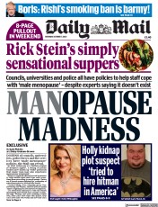 Daily Mail (UK) Newspaper Front Page for 7 October 2023