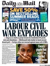 Daily Mail (UK) Newspaper Front Page for 8 July 2019