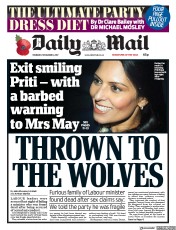 Daily Mail (UK) Newspaper Front Page for 9 November 2017
