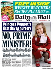 Daily Mail (UK) Newspaper Front Page for 9 January 2018