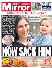Daily Mirror (UK) Newspaper Front Page for 10 November 2017