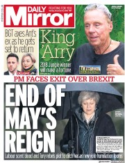 Daily Mirror (UK) Newspaper Front Page for 10 December 2018