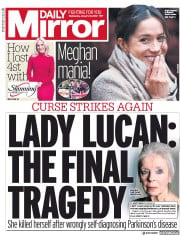 Daily Mirror (UK) Newspaper Front Page for 10 January 2018