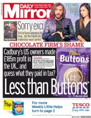 Daily Mirror (UK) Newspaper Front Page for 11 October 2018