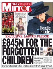 Daily Mirror (UK) Newspaper Front Page for 11 November 2019