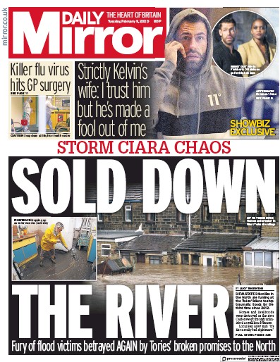 Daily Mirror Newspaper Front Page (UK) for 11 February 2020