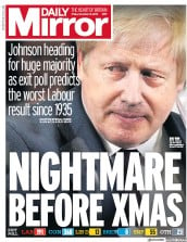 Daily Mirror (UK) Newspaper Front Page for 13 December 2019