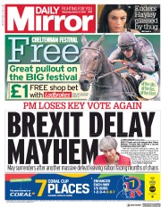 Daily Mirror (UK) Newspaper Front Page for 13 March 2019