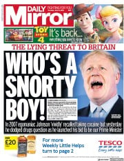 Daily Mirror (UK) Newspaper Front Page for 13 June 2019