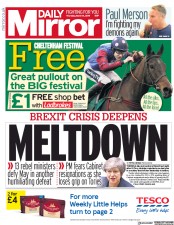 Daily Mirror (UK) Newspaper Front Page for 14 March 2019