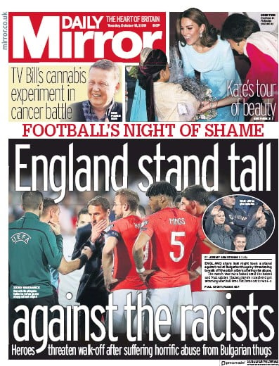 Daily Mirror Newspaper Front Page (UK) for 15 October 2019