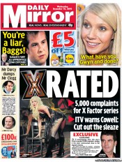 Daily Mirror Newspaper Front Page (UK) for 15 December 2010