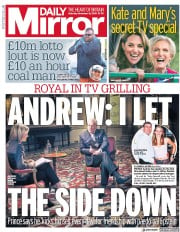 Daily Mirror (UK) Newspaper Front Page for 16 November 2019