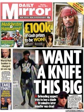 Daily Mirror Newspaper Front Page (UK) for 16 May 2011