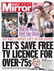 Daily Mirror (UK) Newspaper Front Page for 17 December 2018