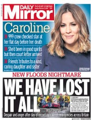Daily Mirror (UK) Newspaper Front Page for 17 February 2020
