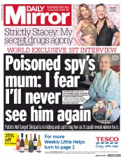 Daily Mirror (UK) Newspaper Front Page for 18 October 2018