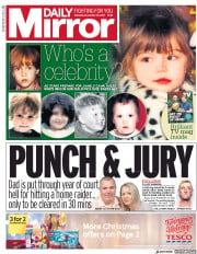 Daily Mirror (UK) Newspaper Front Page for 18 November 2017