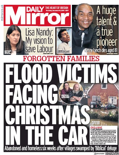 Daily Mirror Newspaper Front Page (UK) for 19 December 2019