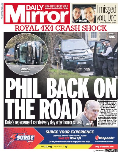 Daily Mirror Newspaper Front Page (UK) for 19 January 2019